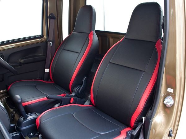 ジーベース/G'BASE デザインシートカバー ダイハツ ハイゼット S500P/S510P ジャンボ前期 2014年09月〜2021年12月 ブラック×レッド 入数：1台分 GSC-012