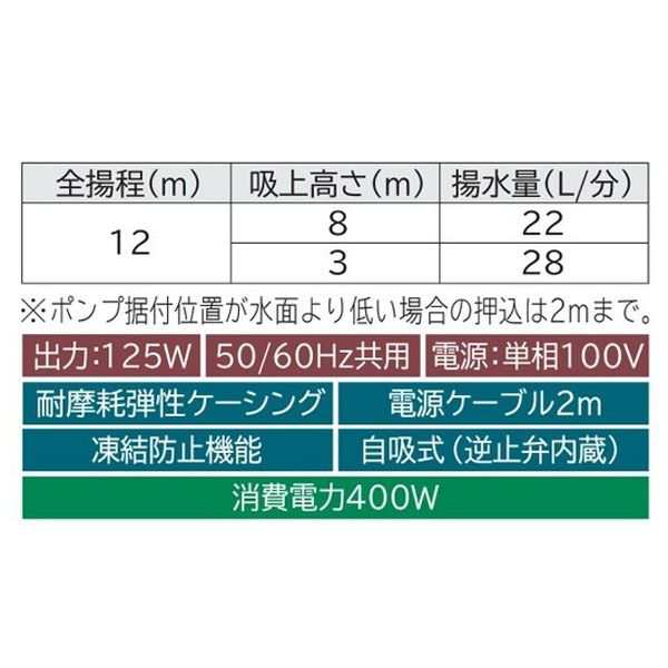 日立 Yシリーズ タンク式 浅井戸用 自動ポンプ 50/60Hz共用 単相100V 125W 楽でか操作パネル WT-P125Y