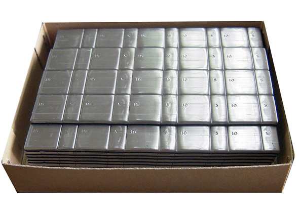 泉産業貿易 鉛製接着式バランスウェイト 板タイプ 5g＋10g 黒テープ 入数：6KG入(5個×80本)×4箱 ST NO.16/B