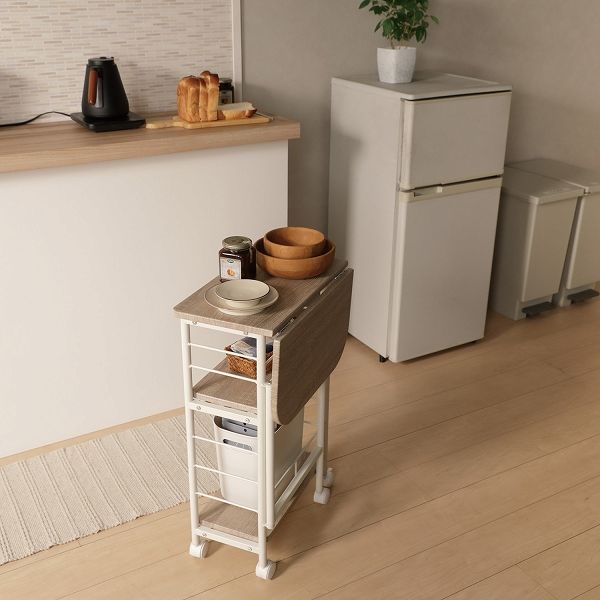 弘益 バタフライワゴン ナチュラル W500(270)×D450×H700mm VBW-50(NA) キッチンワゴン