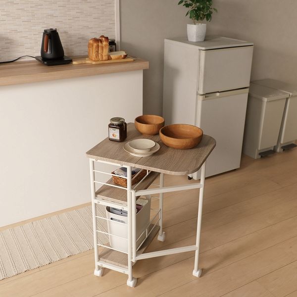 弘益 バタフライワゴン ナチュラル W500(270)×D450×H700mm VBW-50(NA) キッチンワゴン