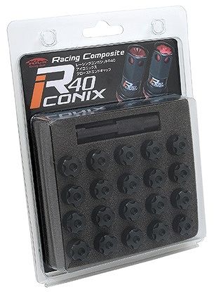 協永産業/KYO-EI レーシングコンポジットR40 アイコニックス クローズドエンドキャップ ブラック M12×P1.25 アルミ製 入数：1セット(20個) CIA3K