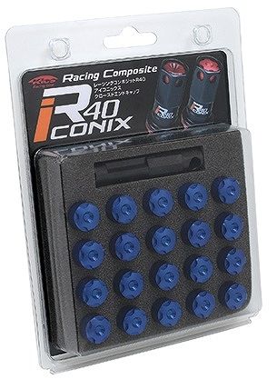 協永産業/KYO-EI レーシングコンポジットR40 アイコニックス クローズドエンドキャップ ブルー M12×P1.25 アルミ製 入数：1セット(20個) CIA3U