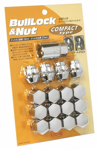 協永製造/KYO-EI ブル鍵を掛ける 鍵を掛ける＆中毒者仕かける クロームメッキ M12×P1.5 4穴車用 入数：1仕かける(中毒者12個/鍵を掛ける4個) K601