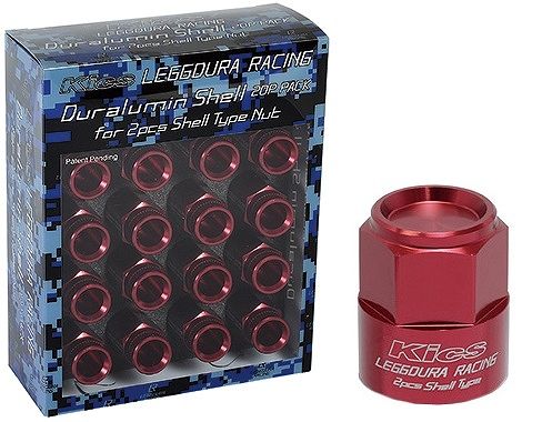 協永産業/KYO-EI Kics レデューラレーシング シェルタイプナット用 アルミシェル RL53 レッド ローレットタイプ用 入数：1セット(20個) SLRNR2