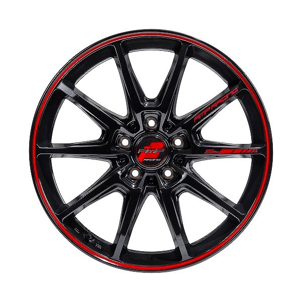 マルカサービス MID RMP RACING R25Plus 18インチ 8J インセット45 5穴 PCD100 ブラック/リムレッドライン スポーク ホイール 単品4本 セット R25Plus｜MID WHEELS｜日本品質の安全と技術を誇るマルカサービス株式会社