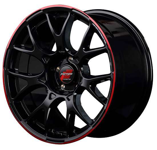 MID RMPレーシング R27 ホイール ブラック/リムレッドライン 18インチ×8.5J +45 5H114 国産車 入数：1台分(4本)