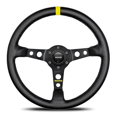 MOMO/モモ モデル07 ステアリング ブラックレザー イエローレザー 348mm M-41