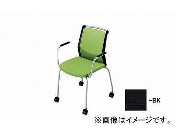 ナイキ/NAIKI 会議用チェアー 肘掛付 4本脚キャスター付/背パット ブラック E291FC-BK 600×590×822mmの通販は