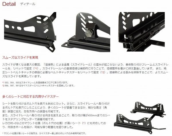 エヌスポーツ/N SPORT シートレール ポルシェ 911 996997991 専用サイドステー仕様 S1 Porsche(横どめポルシェ専用) 右座席用 IPO1120S01R_2
