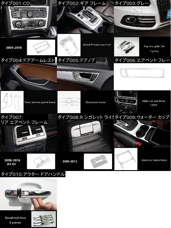 適用: アウディ Q5 2010-16 コンソール AC コントロール フレーム カバー CD パネル 装飾 トリム ステッカー ドアノブ AL-EE-4820 AL_1