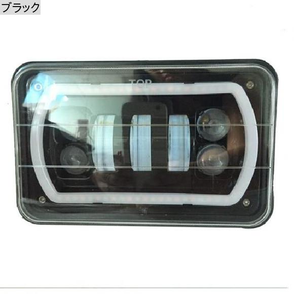 2ピース 5インチ 4X6 DRL LED ヘッドランプ 適用: ジープ/JEEP チェロキー/CHEROKEE ダッジ/DODGE トヨタ 4X6 LED トラック ヘッドライト HI/LO ビーム スクエア ヘッドライト ブラック AL-KK-2526 AL_1