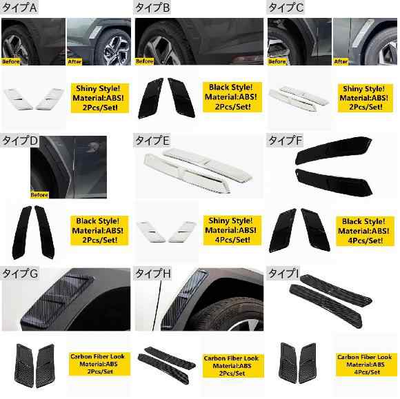 適用: ヒュンダイ/現代/HYUNDAI ツーソン NX4 2021 2022 フロント リア ホイール アイブロー サイド ボディ シャープ ガーニッシュ インテリア カバー トリム エクステリア アクセサリー タイプF AL-OO-5033 ALの通販は