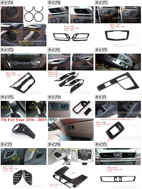 適用: BMW X1 F48 20i 25i 2016-2021 リード ライト ヘッド ランプ ダッシュボード エア AC パネル カバー トリム カーボンファイバー インテリア アクセサリー タイプK AL-OO-5069 ALの通販は