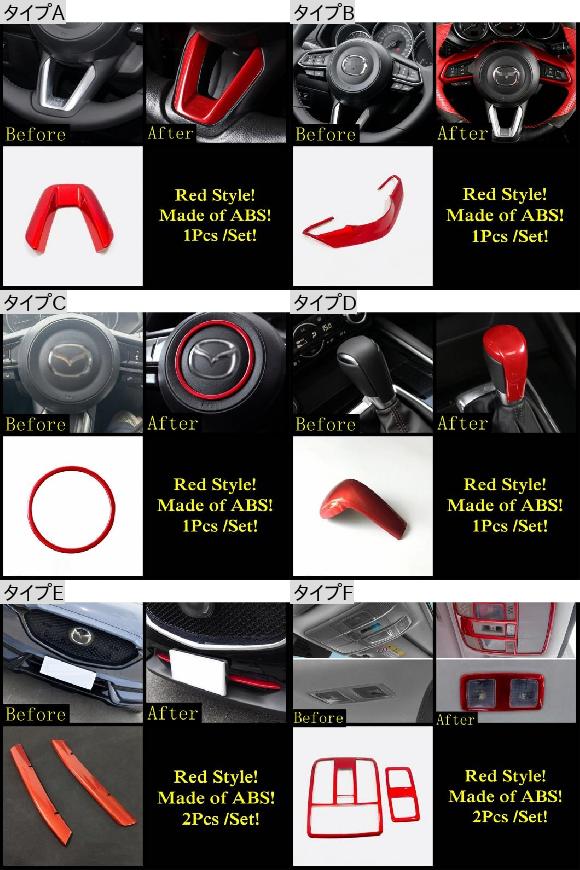 フロント ボトム グリル ストリップ ステアリング ホイール ギア ヘッド リード ライト ランプ カバー トリム レッド アクセサリー 適用: マツダ CX-5 CX5 2017-2022 モデル D AL-OO-9730 AL_1