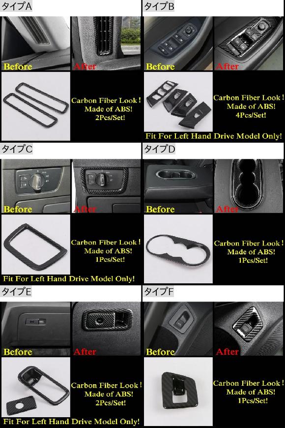 カップホルダー パネル/ウインドウ リフト ボタン カバー トリム カーボン調 インテリア 適用: フォルクスワーゲン/VOLKSWAGEN アルテオン 2018-2021 タイプB AL-PP-1331 AL