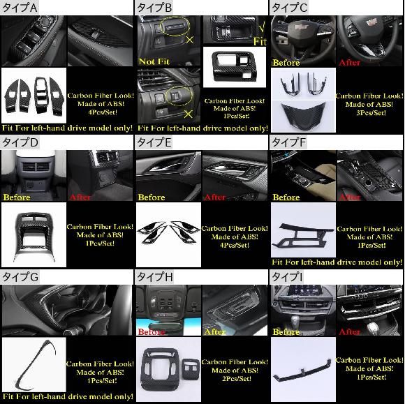 リード ライト/ステアリング ホイール/ギア シフト カバー トリム カーボン調 アクセサリー 適用: キャデラック/CADILLAC CT5 CT5-V 2020-2022 タイプC AL-PP-1414 AL_1