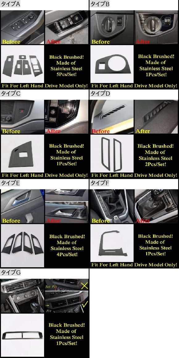 適用: VW フォルクスワーゲン/VOLKSWAGEN ポロ 2019-2022 ヘッド ライト ボタン カップホルダー ウインドウ リフト カバー トリム アクセサリー ステンレス スチール インテリア タイプD AL-PP-1745 AL_1