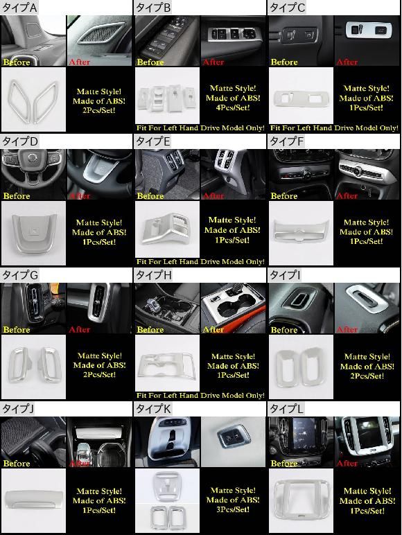 適用: ボルボ/VOLVO XC40 2018-2022 ヘッド ライト ランプ AC エア ウインドウ リフト ピラー A スピーカー カバー トリム ABS マット インテリア キット アクセサリー タイプH AL-PP-1853 AL_1