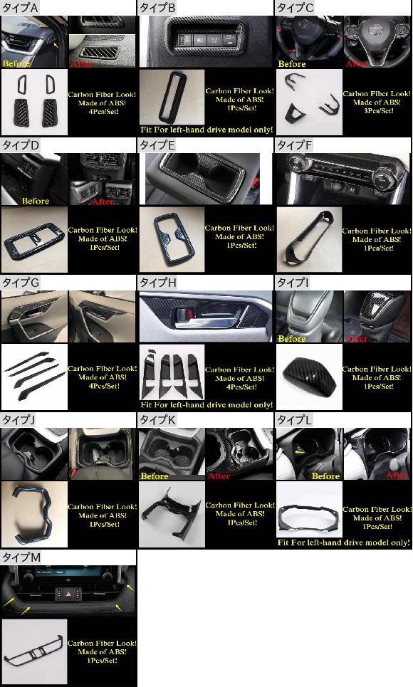 AL 適用: トヨタ RAV4 RAV 4 XA50 2019 2020 2021 2022 ドリンクホルダー ハンドル ボウル ギア ヘッド ライト AC エア カバー トリム ABS タイプI AL-PP-1891_1