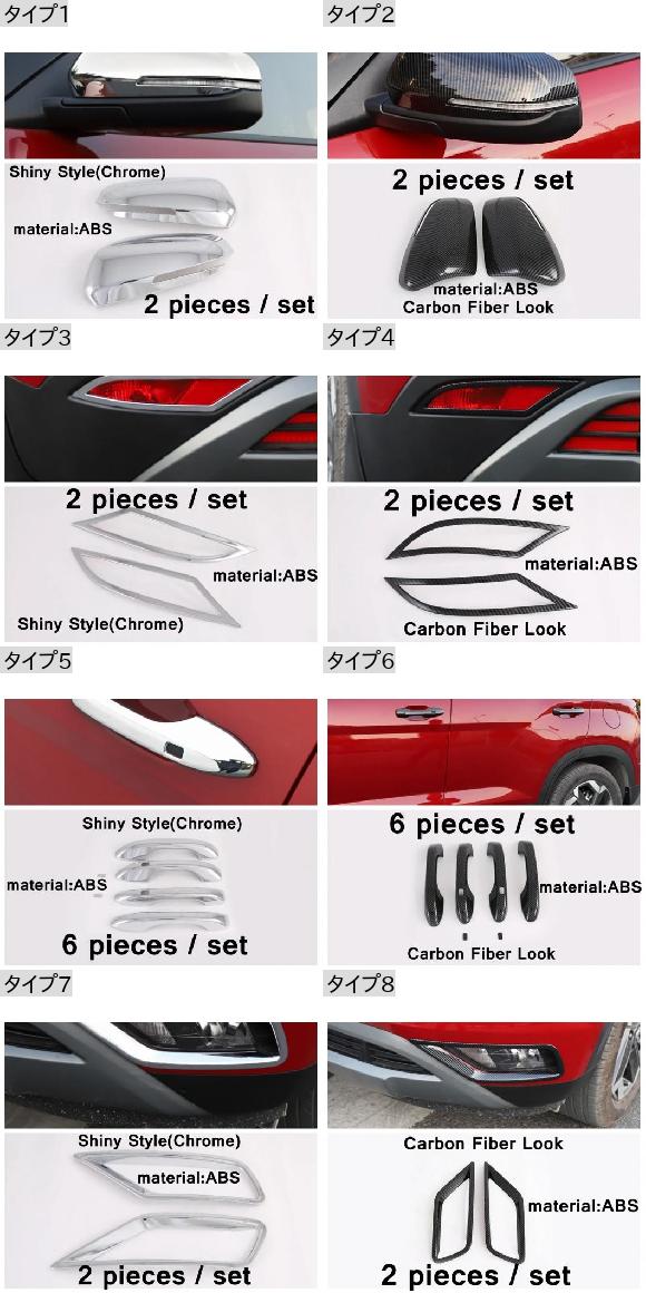 バックミラー ミラー シェル/フォグライト ランプ/ドア ハンドル キャッチ キャップ カバー トリム ABS 適用: ヒュンダイ/現代/HYUNDAI クレタ 2020-2022 エクステリア スペア パーツ タイプ4 AL-PP-4027 AL_1