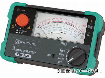 KYORITSU 3レンジアナログ絶縁抵抗計 KEW3431(4796501) JAN：4560187065644の通販は