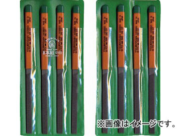 ツボサン 組ヤスリ 8本組 平 中目 HI008-02(4338405) JAN：4518007391060
