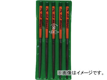 ツボサン 組ヤスリ 5本組 角 中目 KA005-02(4930657) JAN：4518007351187