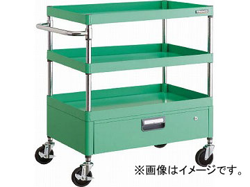 トラスコ中山 フェニックスワゴン 600X400XH880 1段引出付 YG色 PEW-963V-YG(4884337)