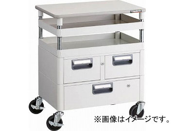 取引打ち合わせ中です トラスコ中山 フェニックスワゴン 600X400XH740 引出 天板付 W色 PEW