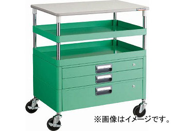 トラスコ中山 フェニックスワゴン 750X500XH880 引出 天板付 YG色 PEW-972VXT-YG(4884655)