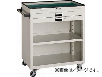 トラスコ中山 ツールワゴン 750X500 浅型2引出 幕板付 W NTS-720P-W(4846800)