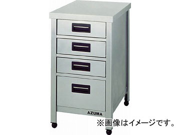 アズマ ステンレス製縦型引出し付作業台 500×600×800 引出し数4 HTVO-500(4552407) JAN：4560155873370