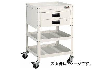 トラスコ中山 ラビットワゴン 500×500 引出2段付 ゴム車輪 W色 RBW-752X W(8183157)