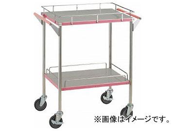 トラスコ中山 抗菌SUSカラーラインワゴン 引出無し 750×450 ピンク KSCLW-2B-P(8189415)