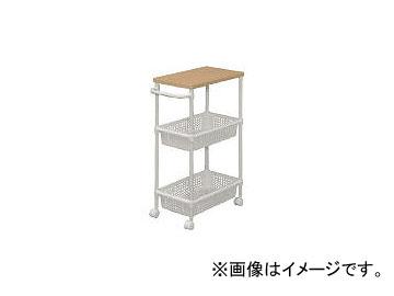 アイリスオーヤマ/IRISOHYAMA ウッドトップメタルポールワゴン ホワイト/ビーチ MKWWT3S(4200543) JAN：4905009797059