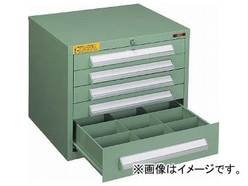 トラスコ中山/TRUSCO WLVR型キャビネット 500×412×H420 引出5段 GN WLVR423 GN(3011551) JAN：4989999783698
