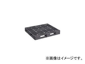 日本プラパレット プラスチックパレットLA-1210RR 片面四方差し 黒 LA1210RRBK