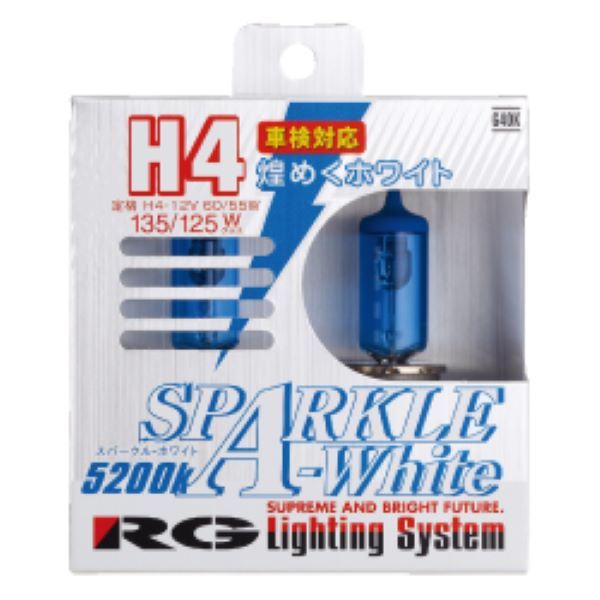 レーシングギア(RG) スーパーハロゲンバルブ スパークルホワイト5200K H7 12V 55W 入数：1セット(2個入) G70K 4,609円