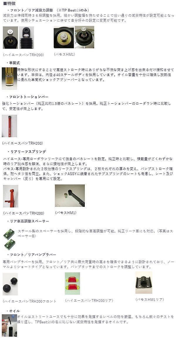 RS-R TP Basic☆i 車高調キット トヨタ レジアスエース 推奨仕様 キット3 TPT700S3_1