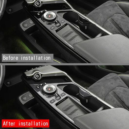 カーボンファイバー スタイル ABS プラスチック センター コンソール ギア シフト パネル カバー トリム 適用: 起亜 EV6 GT モデル 2 SR-AA-0196の通販は