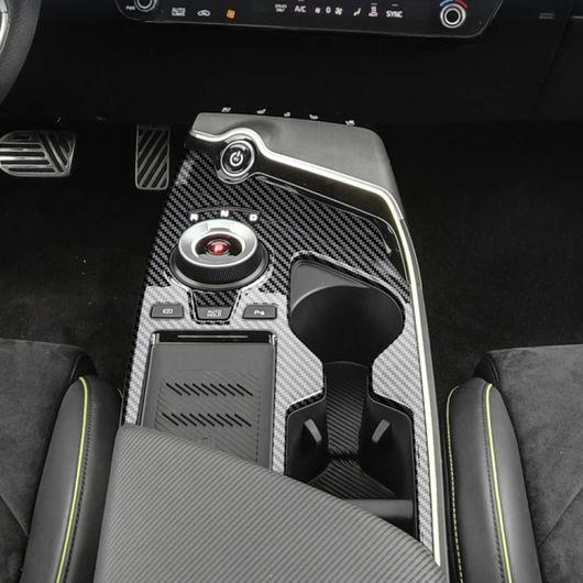 カーボンファイバー スタイル ABS プラスチック センター コンソール ギア シフト パネル カバー トリム 適用: 起亜 EV6 GT モデル 2 SR-AA-0196の通販は