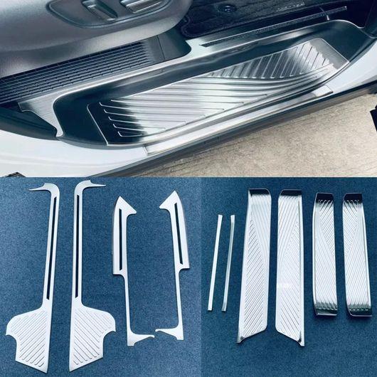 適用: トヨタ アルファード 40シリーズ 2023 2024 ステンレス スチール ドア シル トリム カバー スカッフ プレート カーボン 2セット SR-AA-0304_1