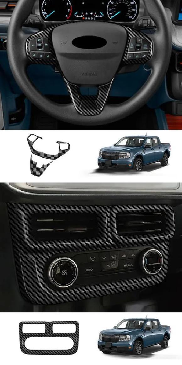適用: フォード/FORD マーベリック ピックアップ 2022 2023 カーボン調 ステアリング ホイール カバー・AC スイッチ カバー SR-AA-0434の通販は