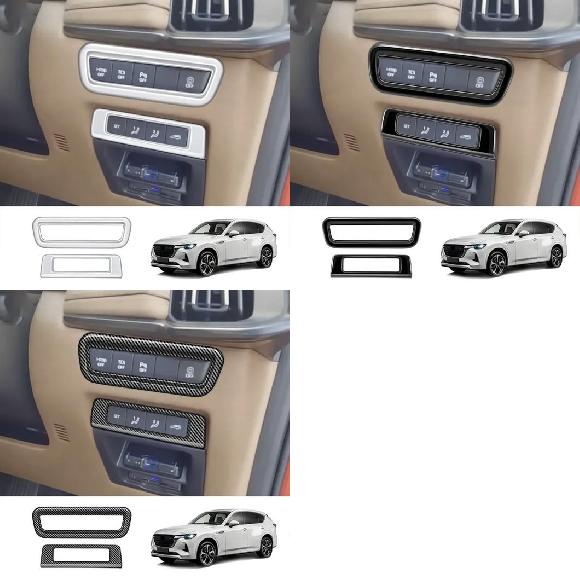 適用: マツダ CX60 CX 60 2022 2023 2024 ABS ブラック マルチ 機能 ボタン AC ABS マット〜ABS カーボンファイバー SR-AA-0542