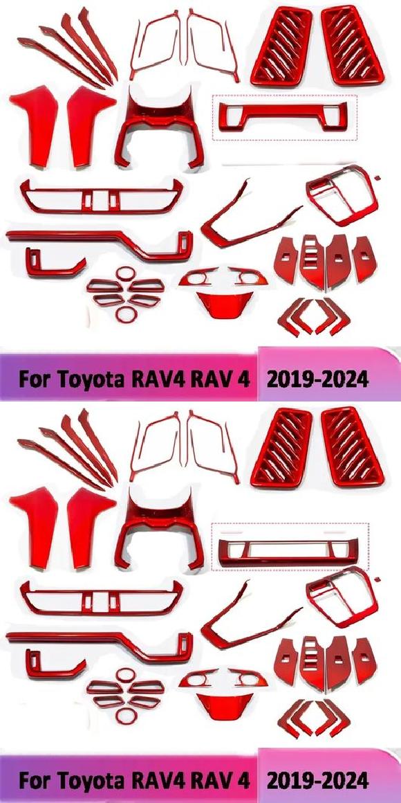 適用: トヨタ RAV4 2019 2020-2023 2024 ABS レッド インテリア アクセサリー コンソール ギア 14セット 1・14セット 2 SR-AA-0613の通販は