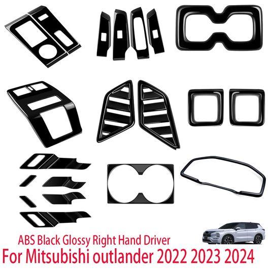 適用: 三菱 アウトランダー 2022 2023 2024 ABS ブラック 光沢 センター コンソール 装飾 カバー トリム 左ハンドル用 7点セット SR-AA-3468_4