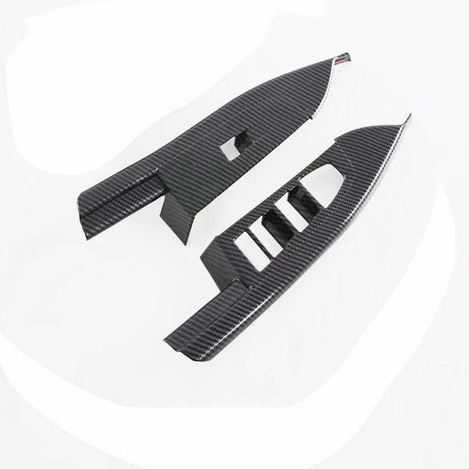 2ピース カーボンファイバー ウインドウ スイッチ パネル ガラス リフト コントロール カバー トリム 適用: BMW 5シリーズ G60 2024 2025 SR-AA-4021