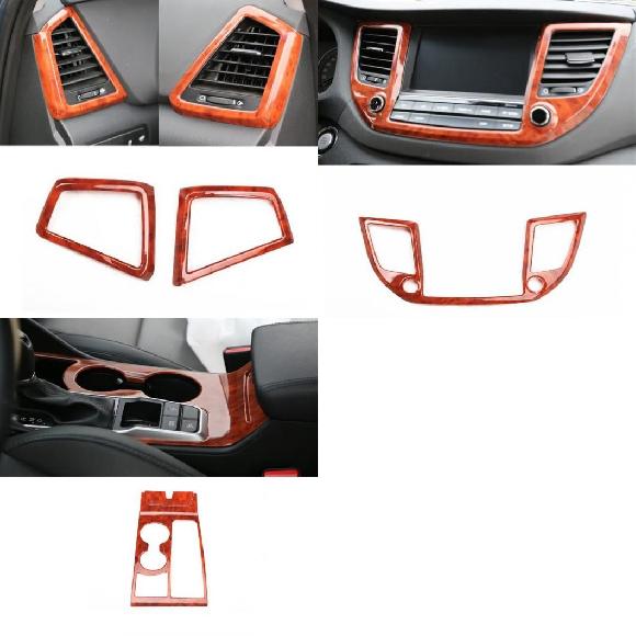 適用: ヒュンダイ/現代/HYUNDAI ツーソン 2015-2018 ABS 木目調 ドア サイド エアコン カバー〜ギア シフト パネル カバー SR-AA-4073
