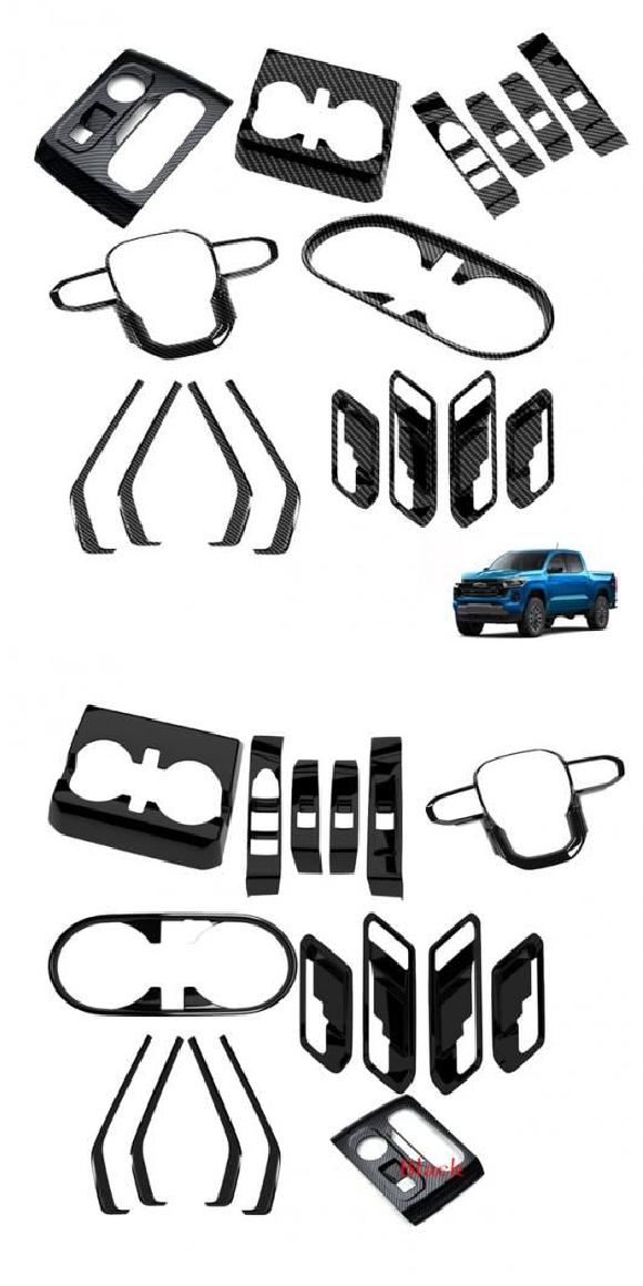 適用: シボレー/CHEVROLET コロラド 2024 2025 ABS ウインドウ 7点セット カーボンファイバー・7点セット ブラック SR-AA-4102